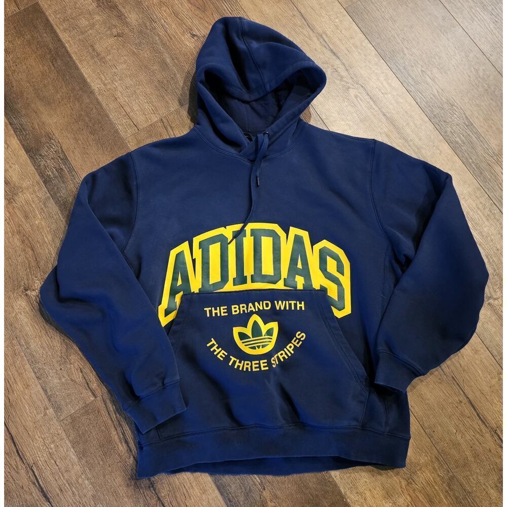 ADIDAS VRCT Hoodie Night Indigo Mens Sz Large Big Logo Navy Blue
